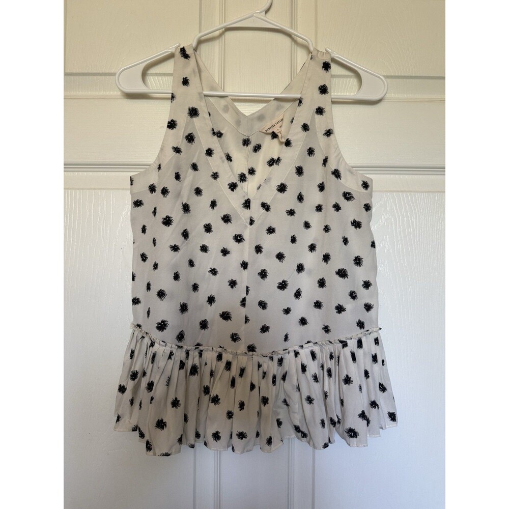 Rebecca Taylor Silk Dandelion Peplum Pleated Top Blouse Size 2